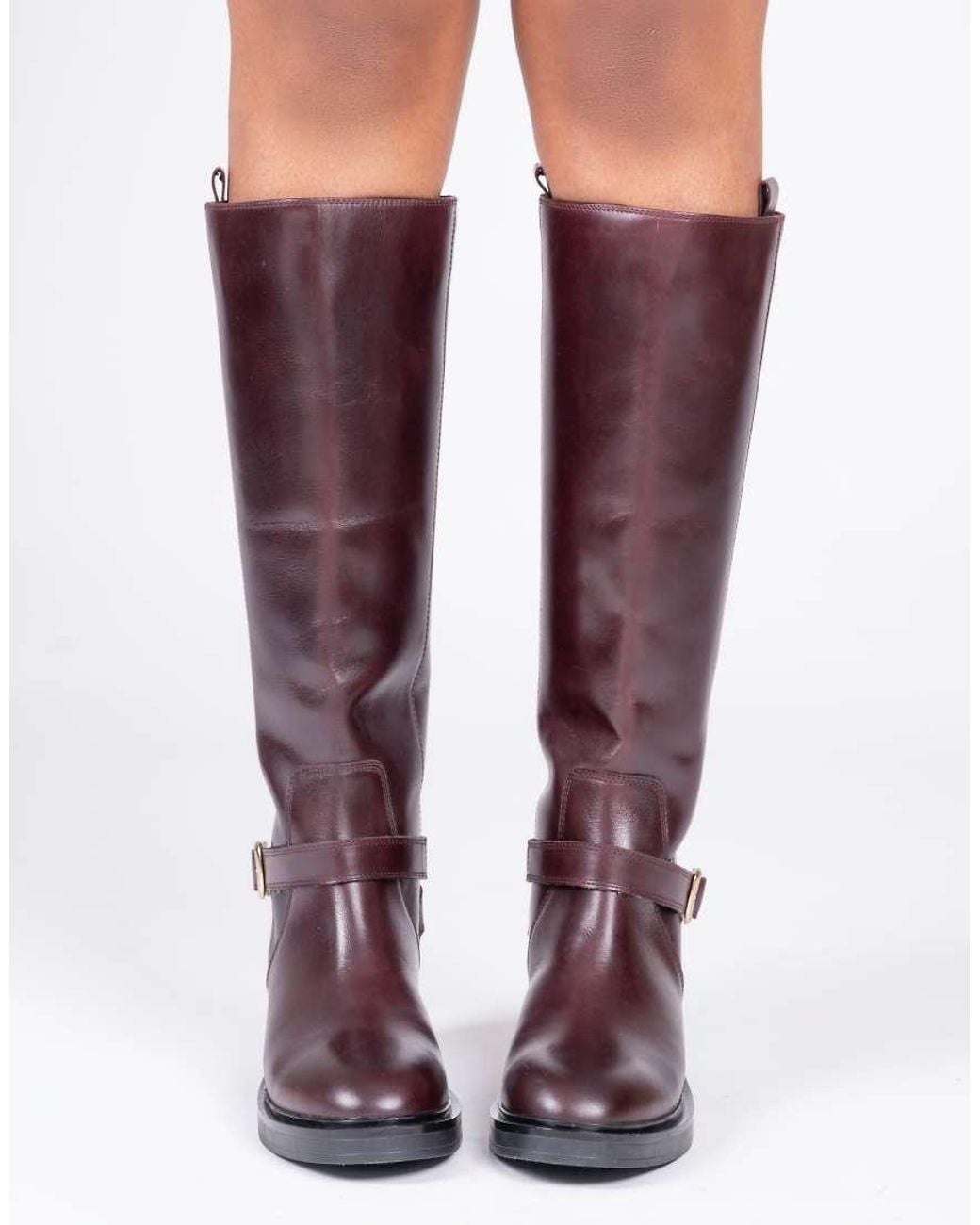 OFF THE HOOK Purple Warren Leather Knee-High Riding Boots