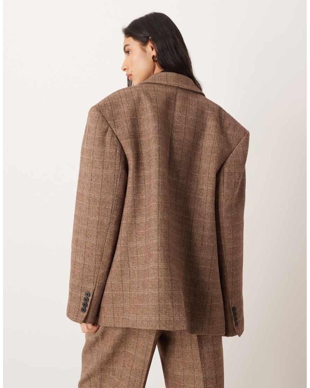 ASOS Brown Tailored Wool Blend Oversized Double Breasted Blazer