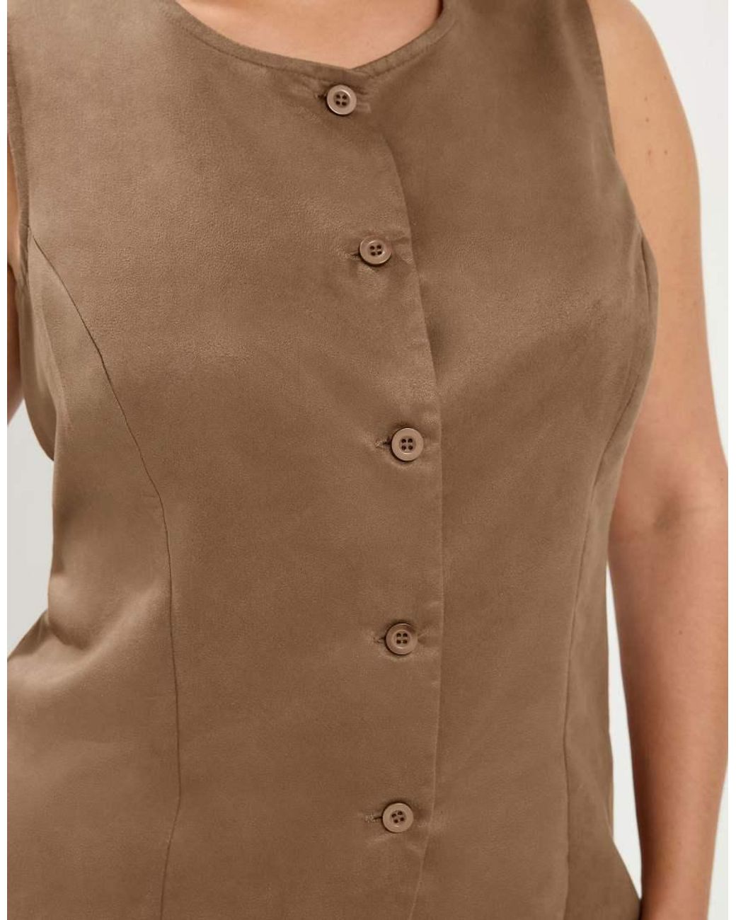 Yours Clothing Brown Suedette Waistcoat
