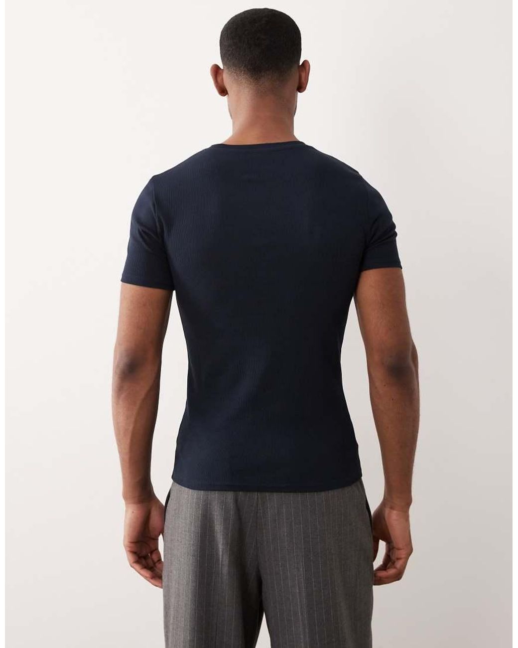 ASOS Blue Essentials Muscle Fit T-shirt for men