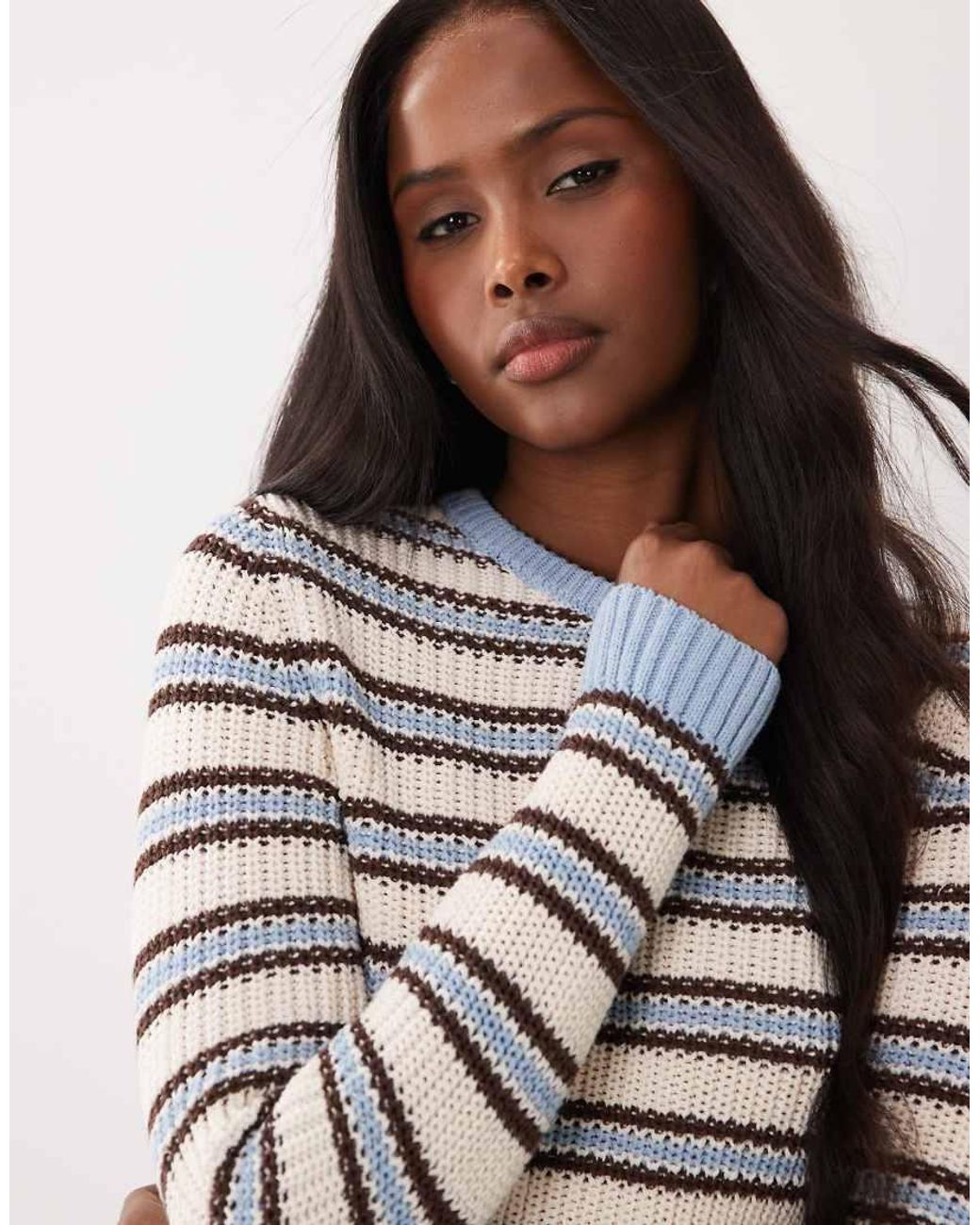 ASOS Knitted Jumper Blue Stripe