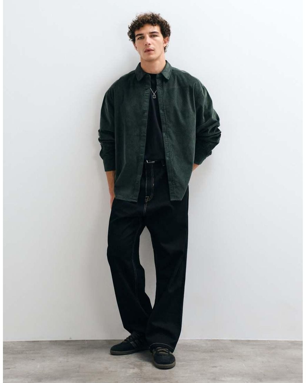 ASOS Green Cord Oversized Shirt for men