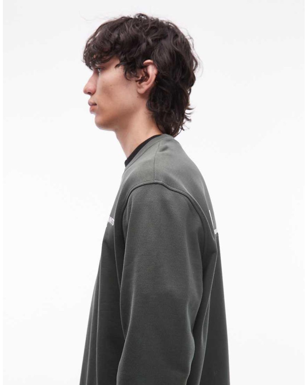 AllSaints Gray Halcyon Crew Neck Sweatshirt for men