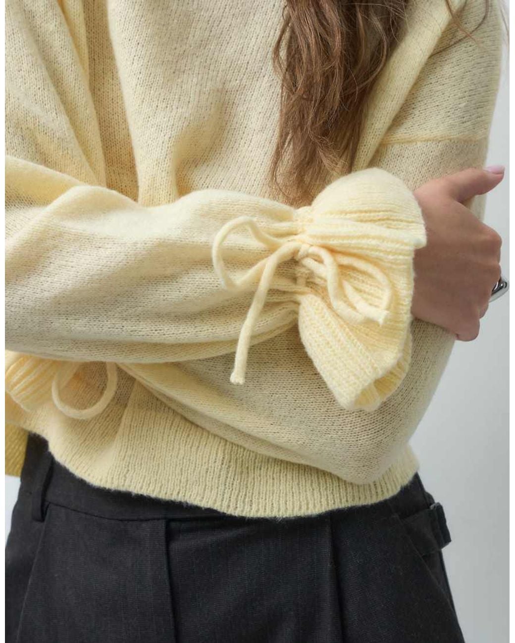 Pieces Multicolor Tie Cuff Detail Jumper