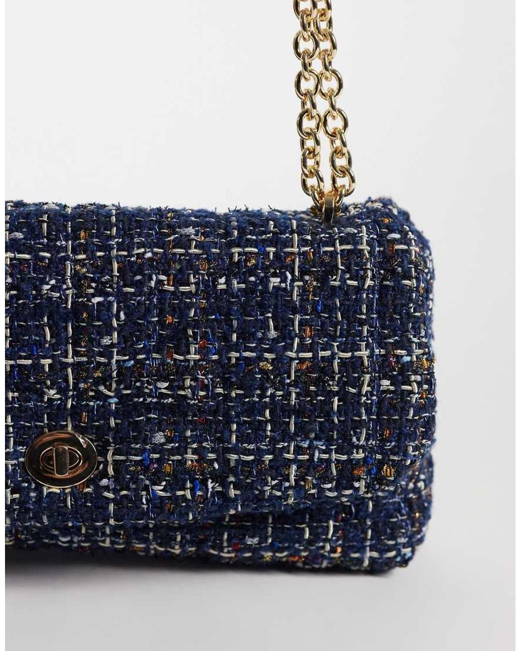 Mango Blue Fabric Cross Body Bag