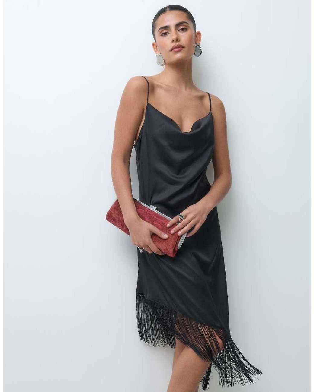 Noisy May Black Fringes Detail Asymmetric Mini Dress