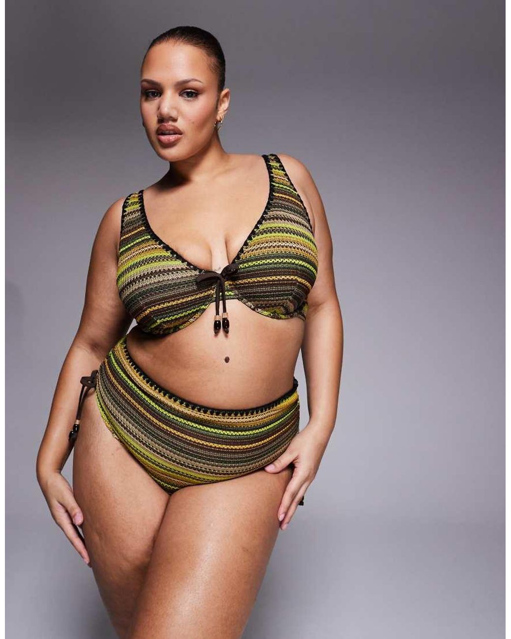 ASOS Green Asos Design Curve Kenny Crochet Marina Del Rey Underwire Bikini Top