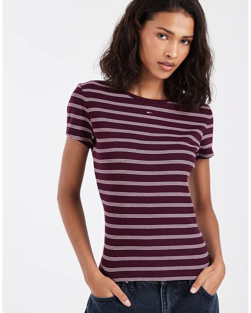 Tommy Hilfiger Purple Flag Logo Slim Fit T-shirt