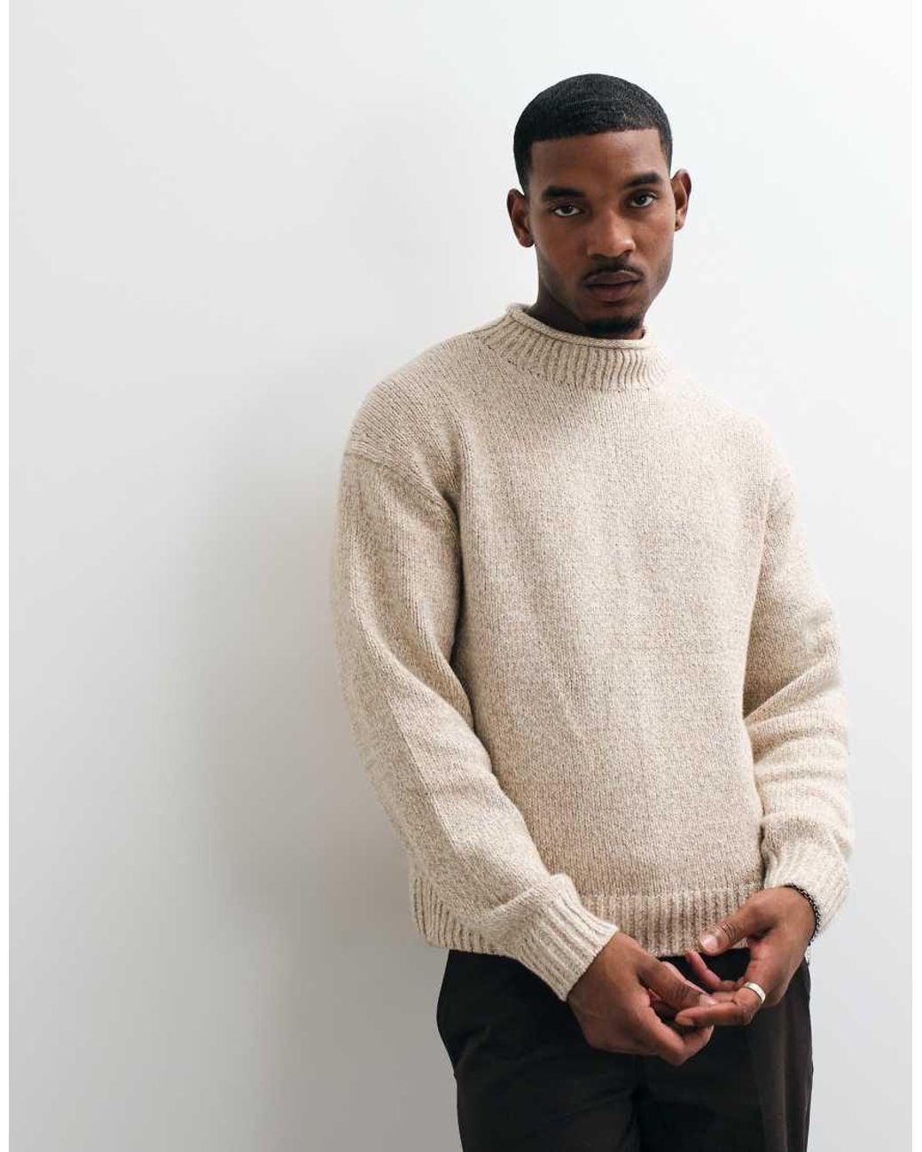 Abercrombie & Fitch Natural Knitted Mockneck Jumper for men