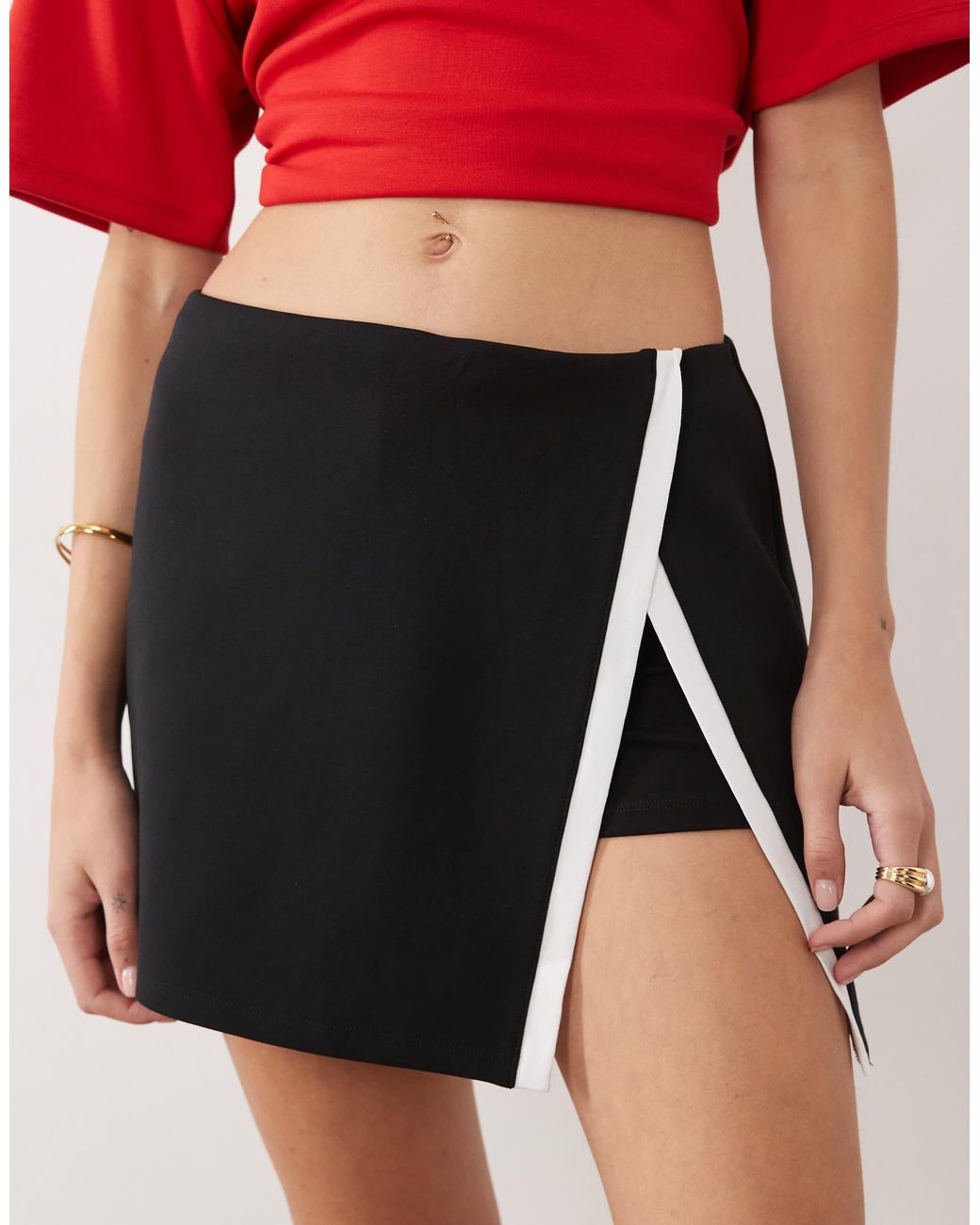 ASOS Red Interlock Mini Skort With Contrast Tipping