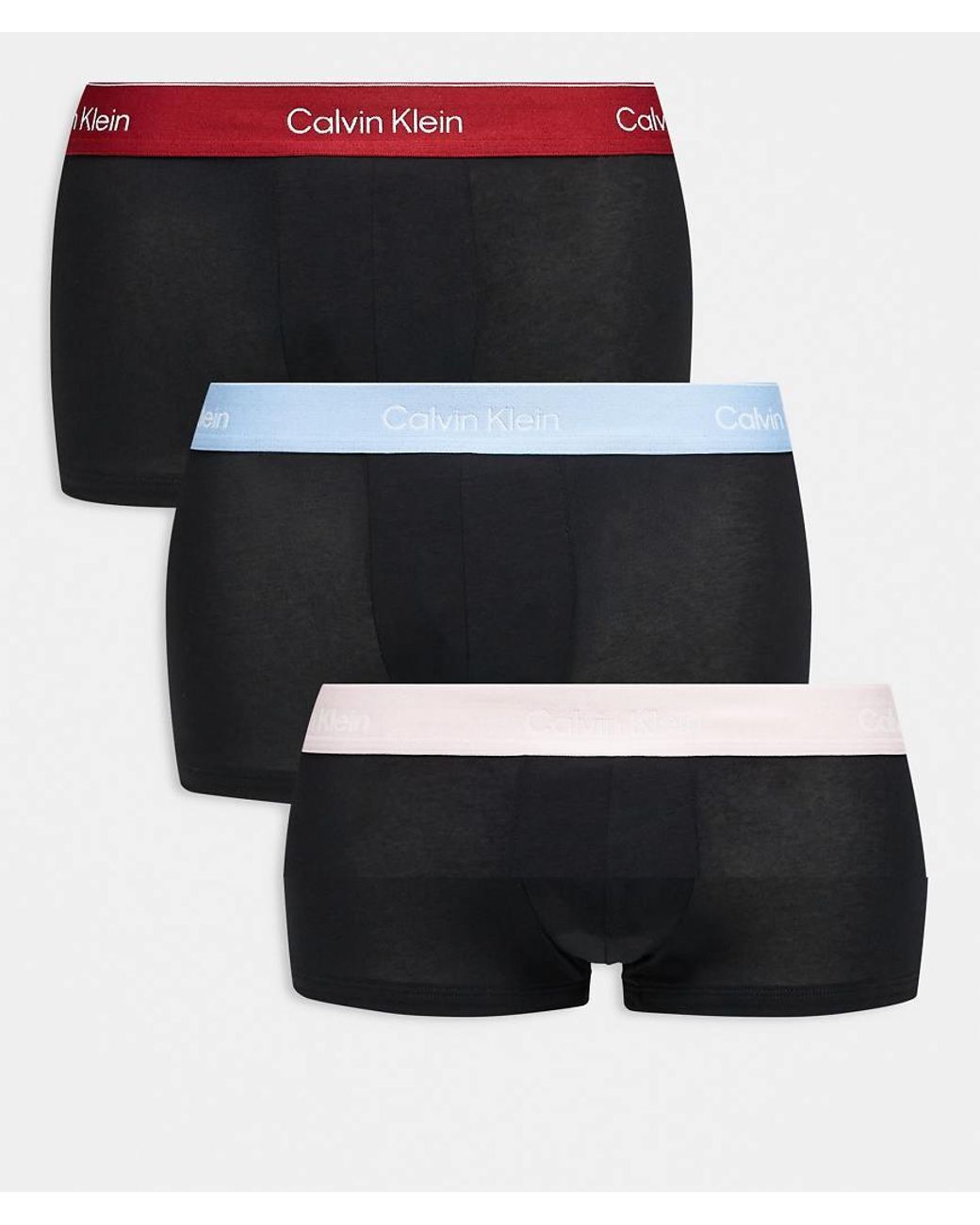 Calvin Klein Black Icon Cotton Stretch 3 Pack Low Rise Trunks for men