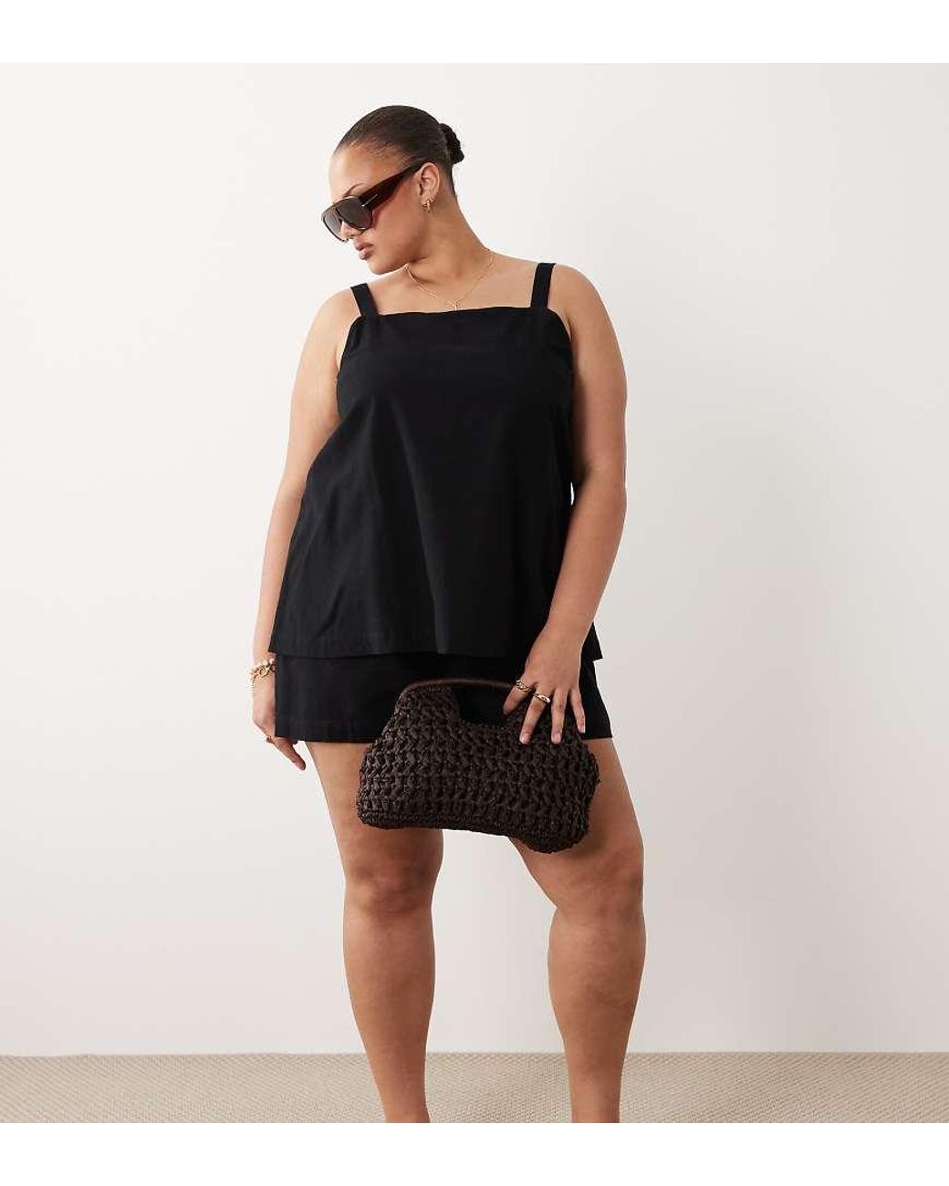 ASOS Black Asos Design Curve Short Cami Romper