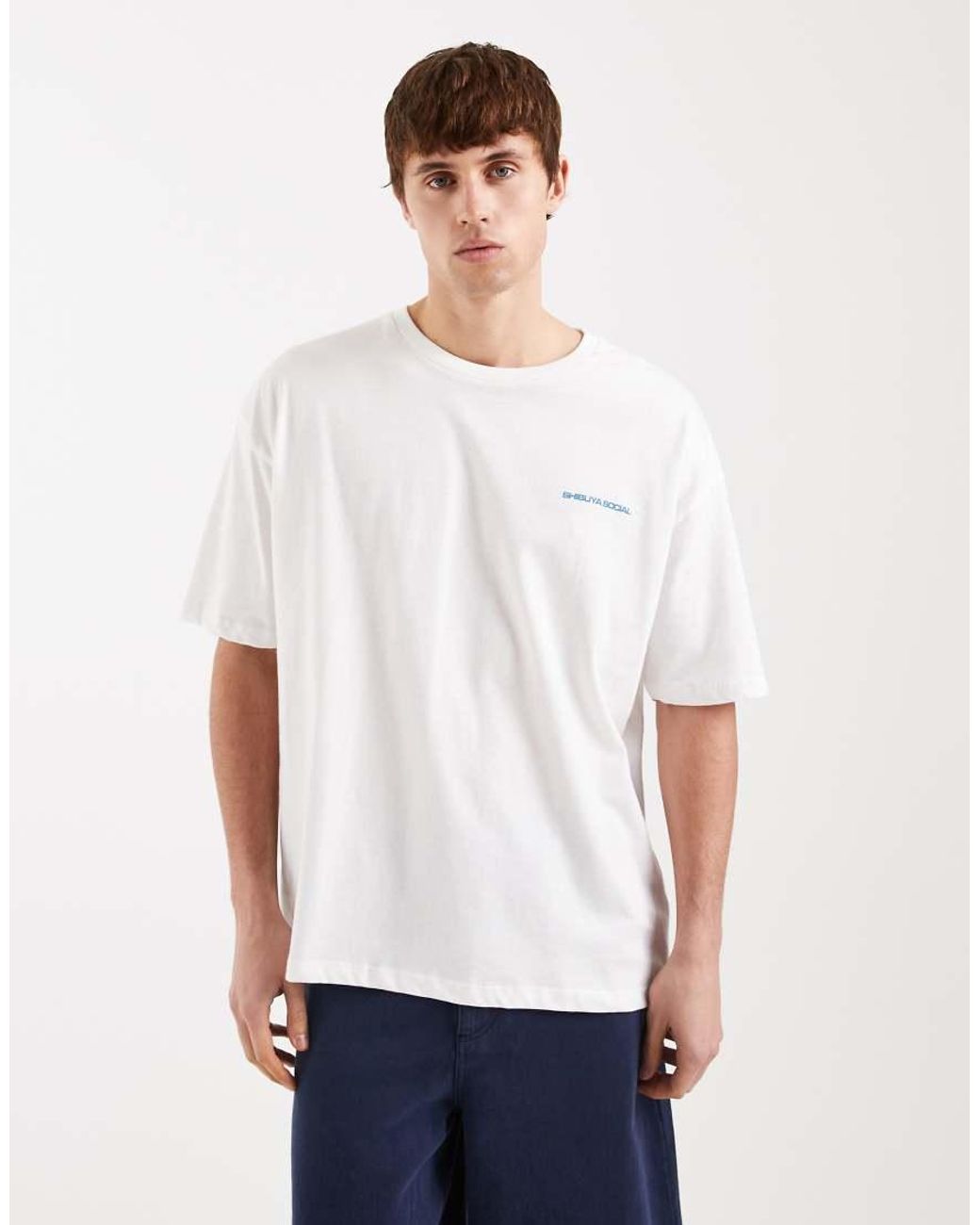ASOS Blue Oversized T-shirt With Japanese Text Graphic for men