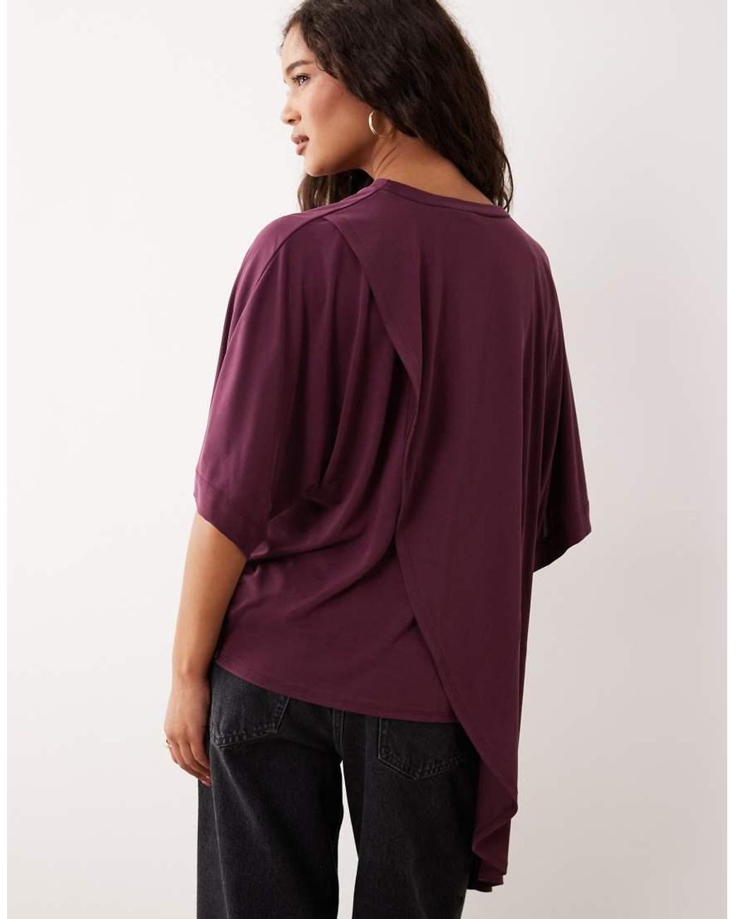 ASOS Purple Modal Drapey Hem Asymmetric Top