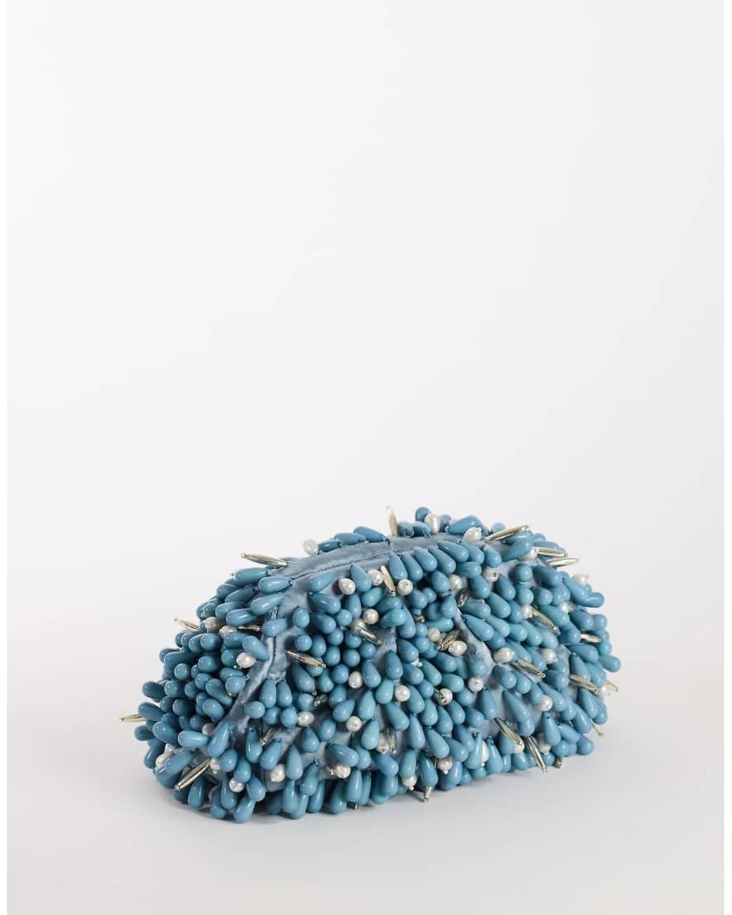 TOPSHOP Blue Jemma Beaded Clutch Bag