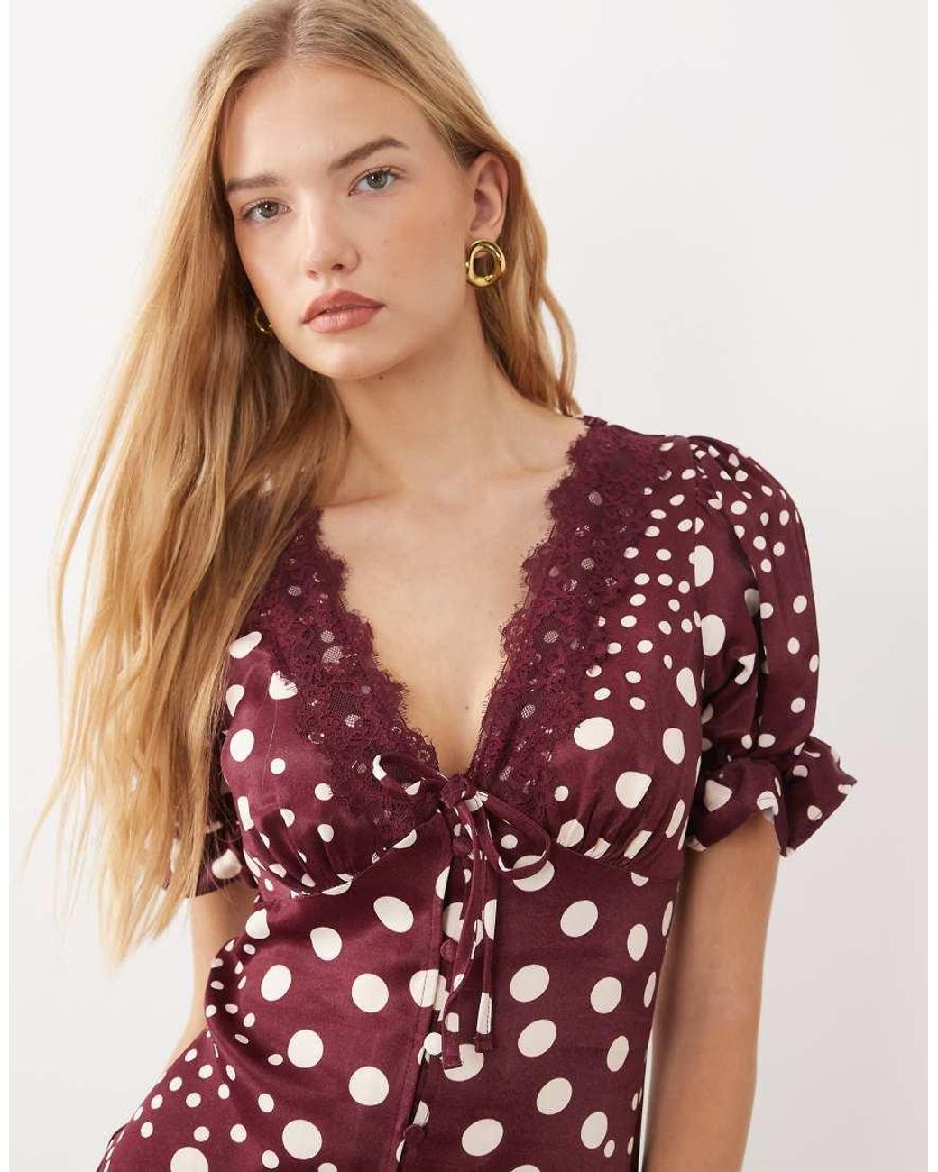 Miss Selfridge Pink Satin Lace Trim Mini Dress