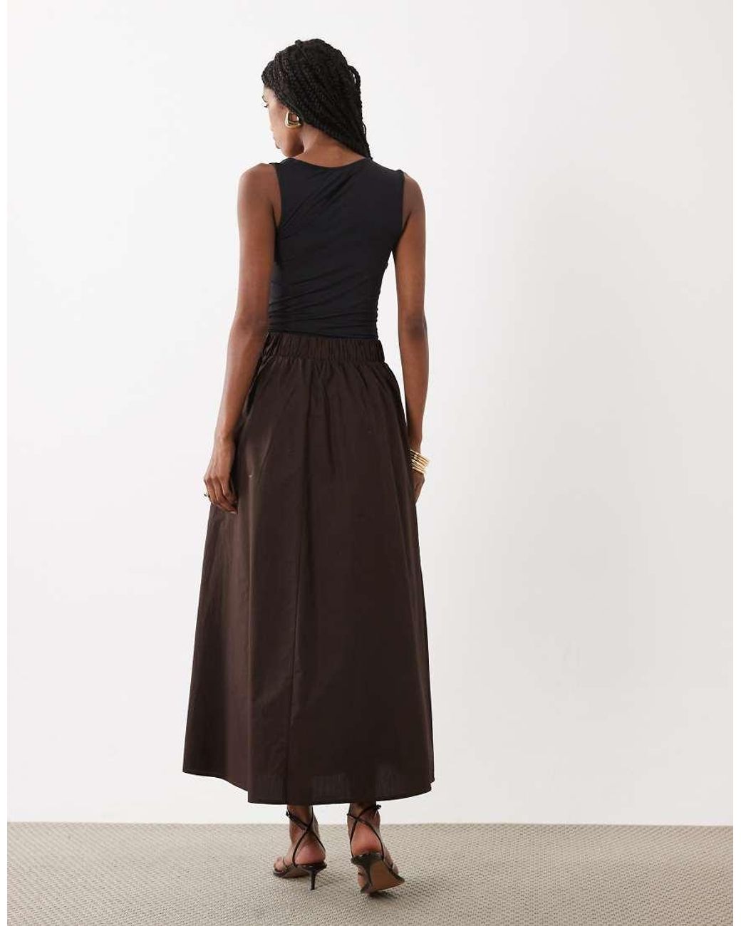 Vila White Cotton Midi Skirt