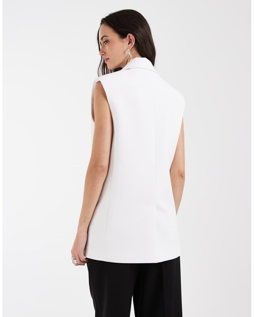 ASOS White Tailored Sleeveless Double Breasted Power Shoulder Blazer