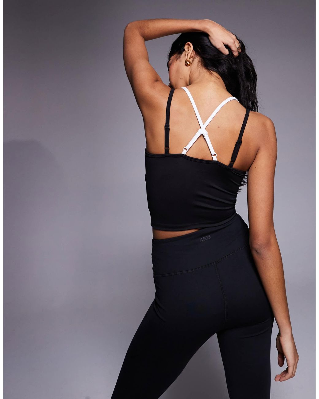 4505 Black Double Layer Strappy Tank With Removable Padding