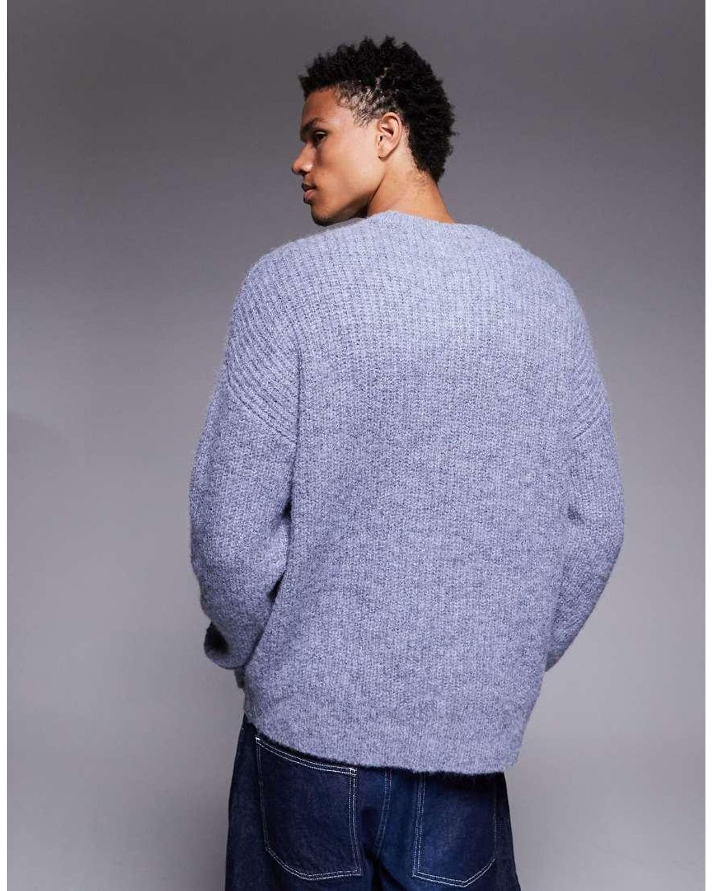 ASOS Purple Relaxed Knitted Crew Neck Jumper for men