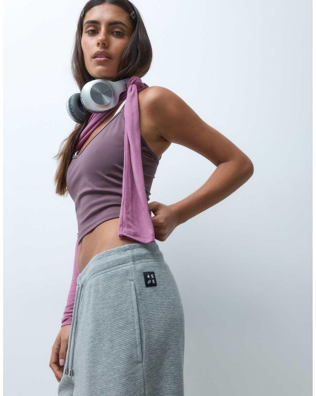 4505 Gray Straight Leg Sweatpants With Adjustable Waist