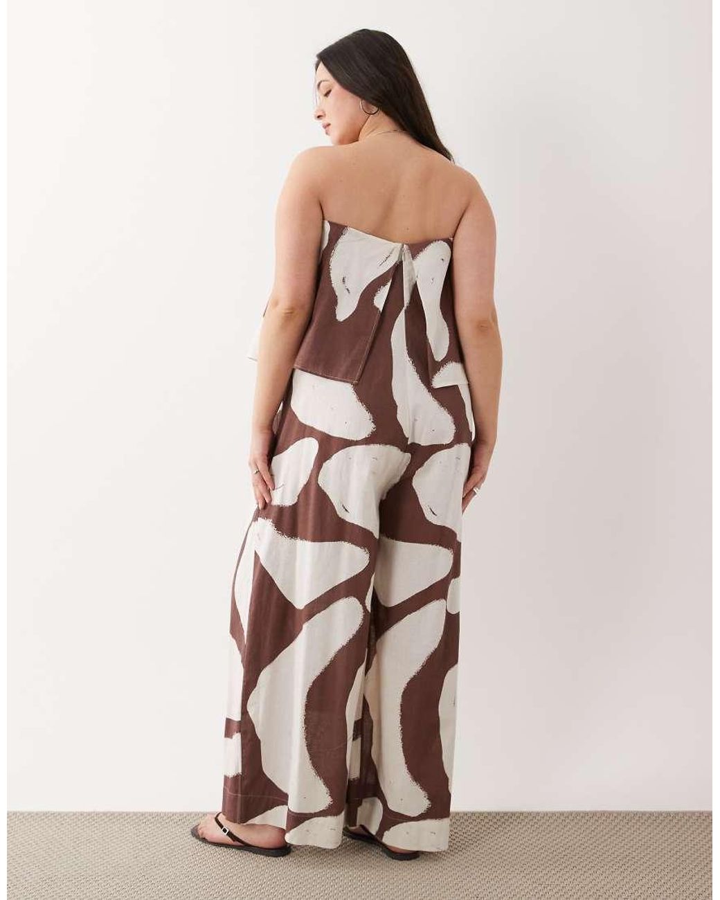 ASOS Brown Asos Design Curve Bandeau Double Layer Jumpsuit