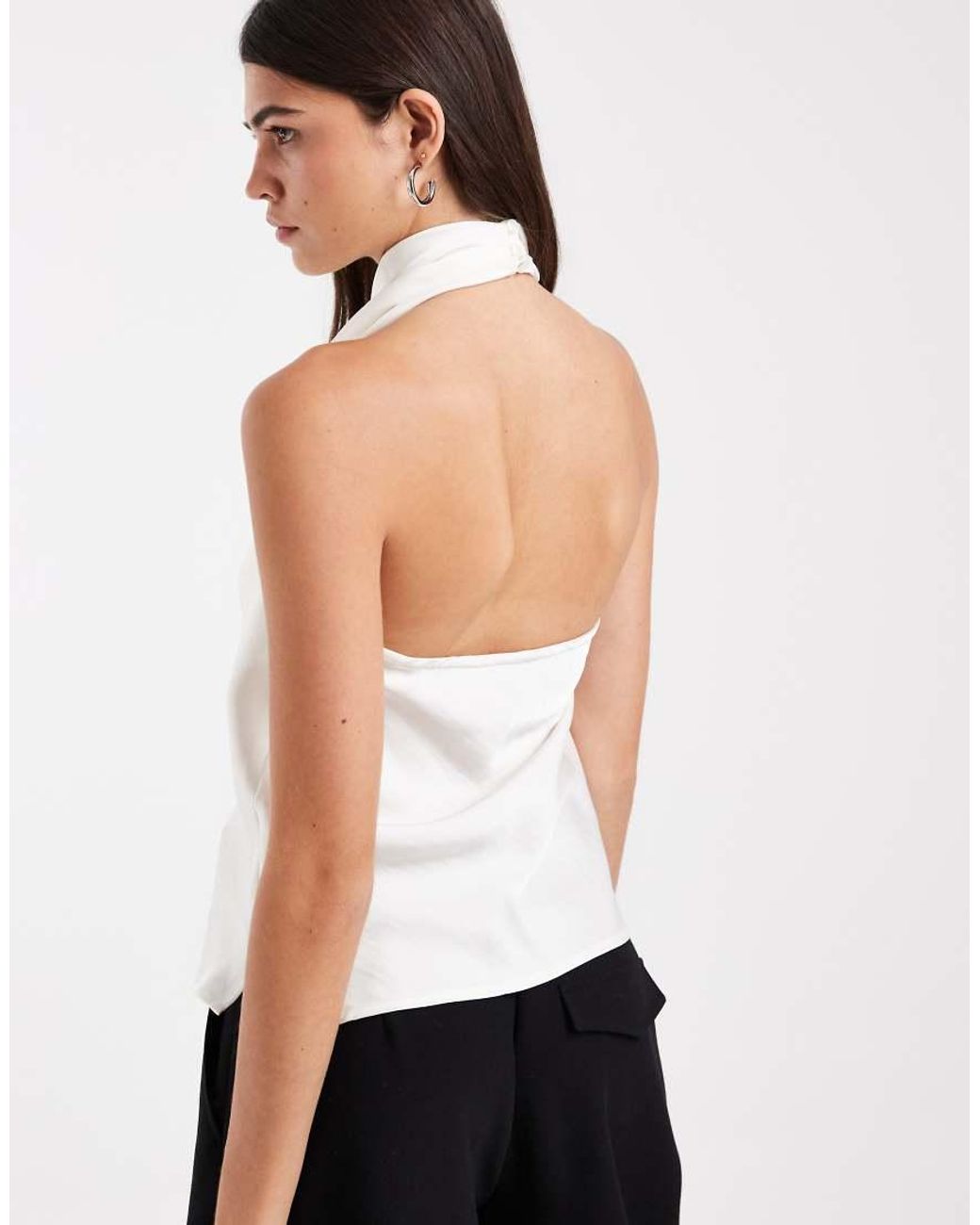Vero Moda White Halterneck Sleeveless Satin Top