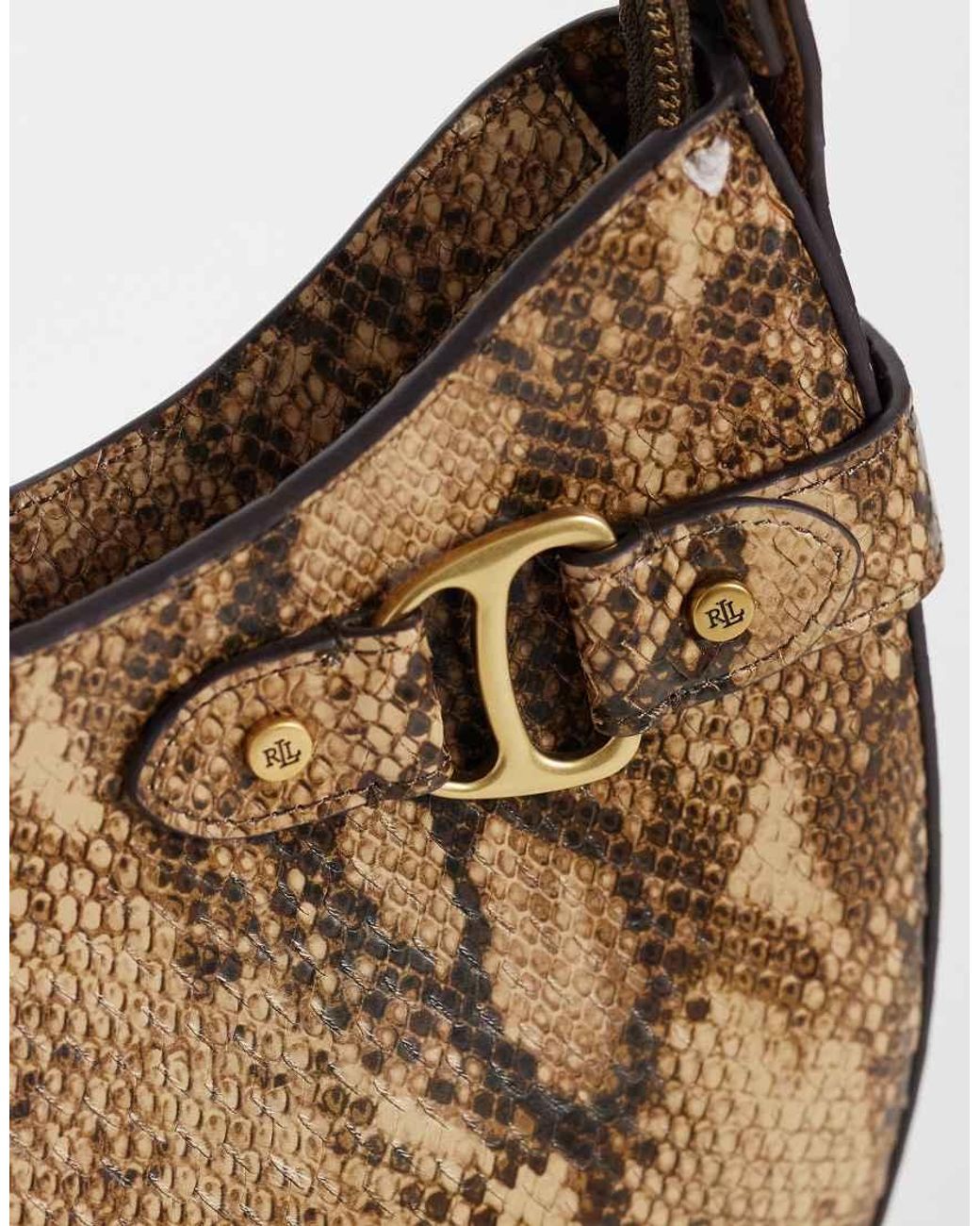 Ralph Lauren Metallic Tasha Snakeskin Curved Bag