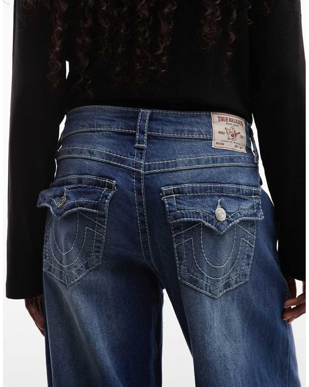 True Religion Blue Western Studded Bailey baggy Barrel Jeans