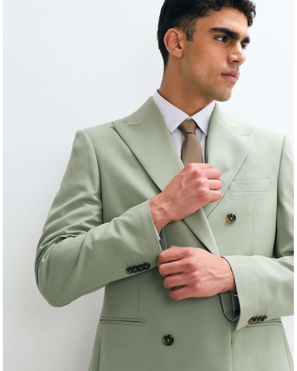 ASOS Green Slim Double Breasted Suit Jacket for men
