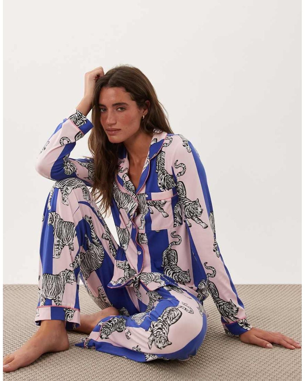 Chelsea Peers Blue Super Soft Button-up Pyjama Set