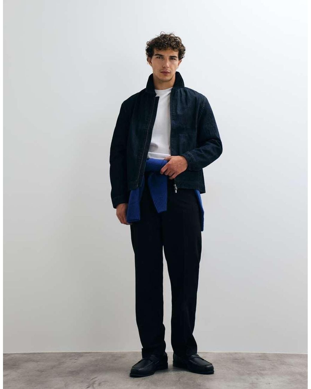 Mango Blue Harrington Jacket for men