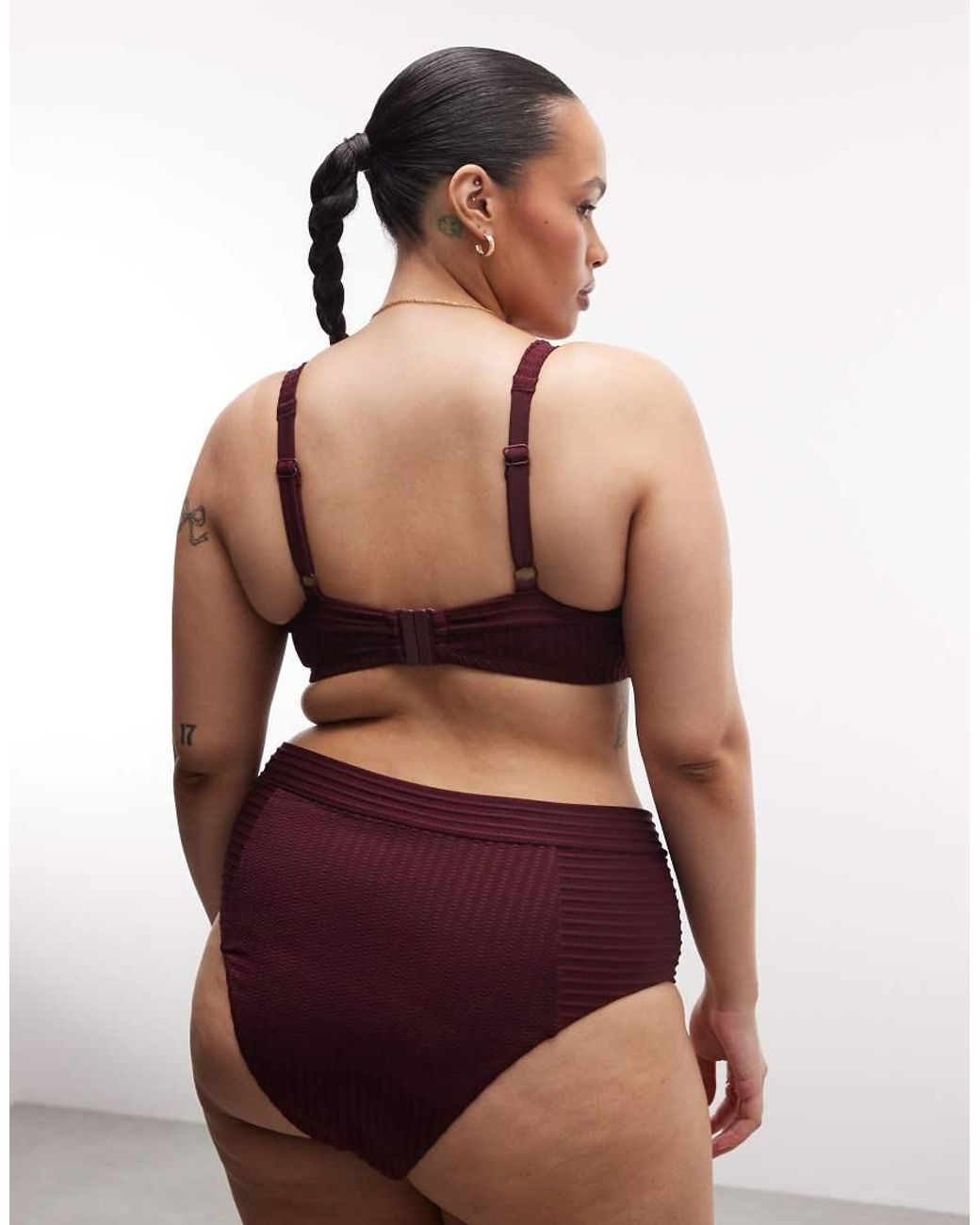 ASOS Multicolor Asos Design Curve Rory Spliced Rib V-wire Bikini Top