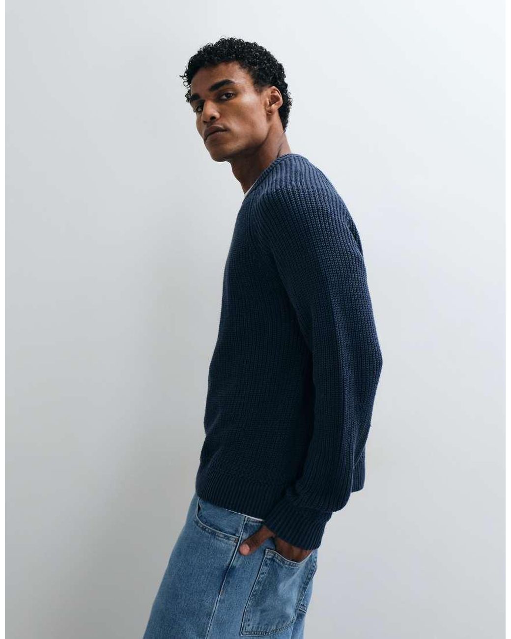 Abercrombie & Fitch Blue Knitted Crew Neck Jumper for men