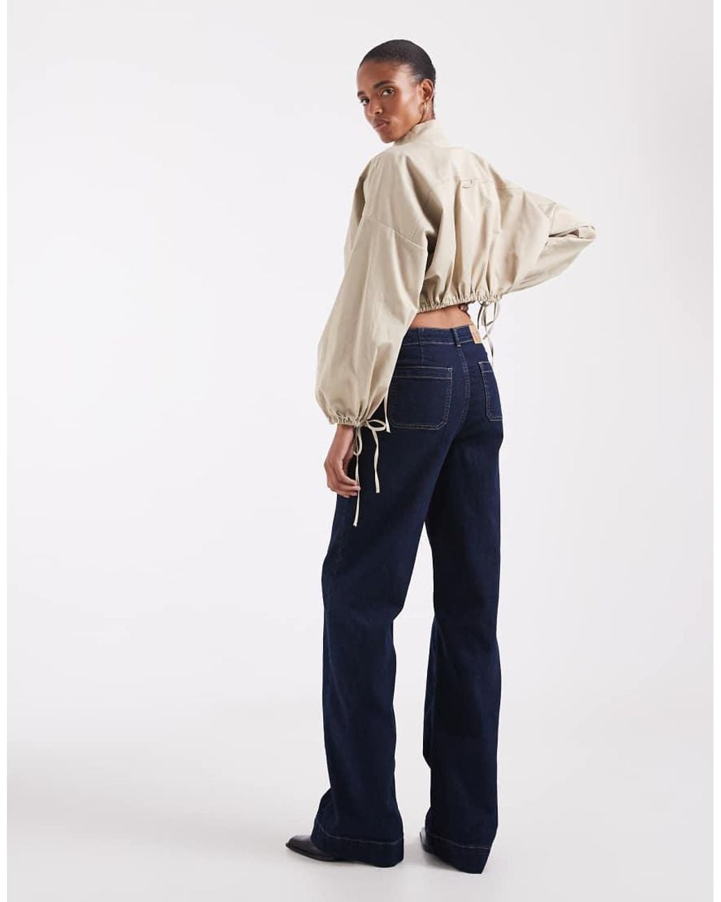 Vero Moda Blue Kayla High Rise Wide Leg Jeans With Pocket Detail