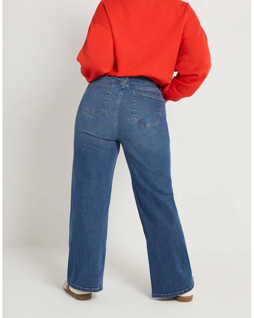 Yours Clothing Blue Front Seam Wide Leg Jeans