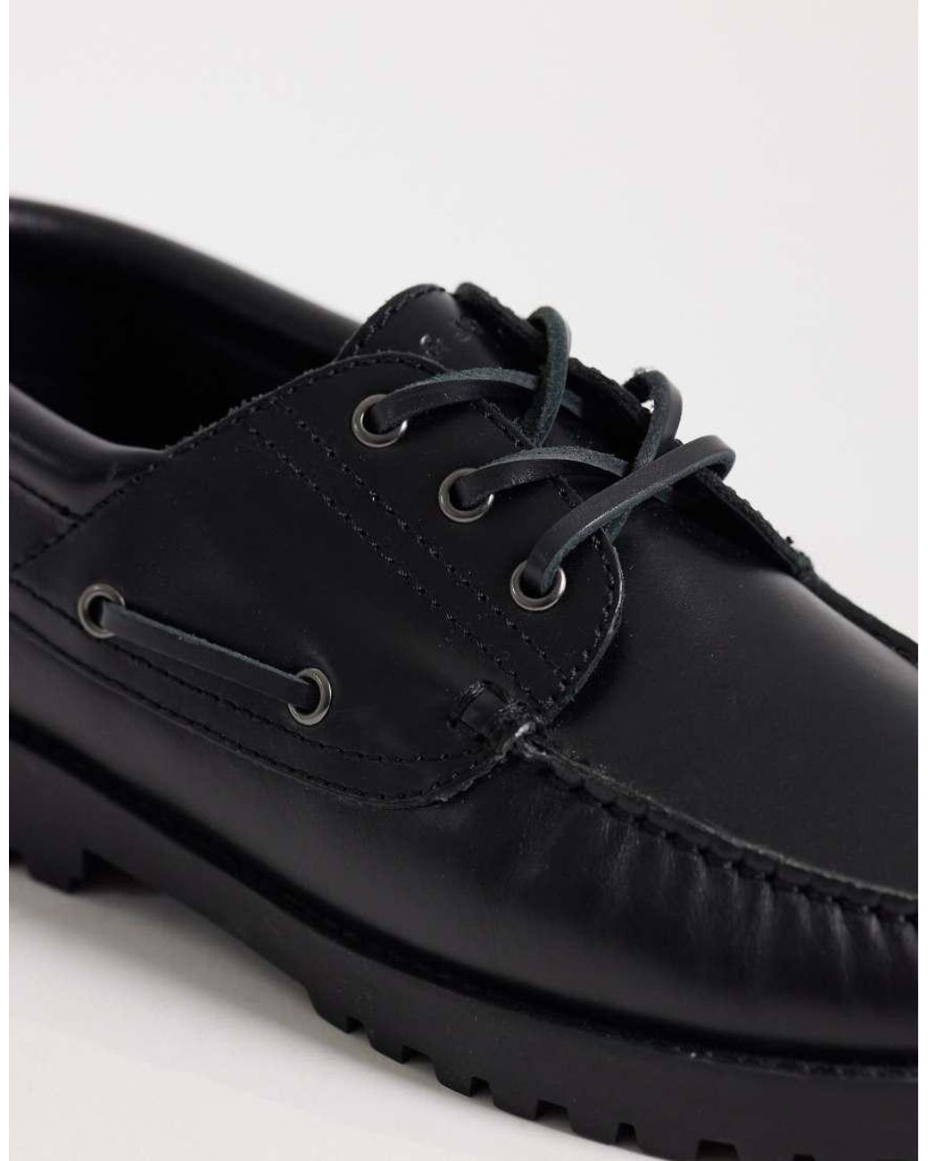 Jack & Jones Blue Leather Boat Shoes for men