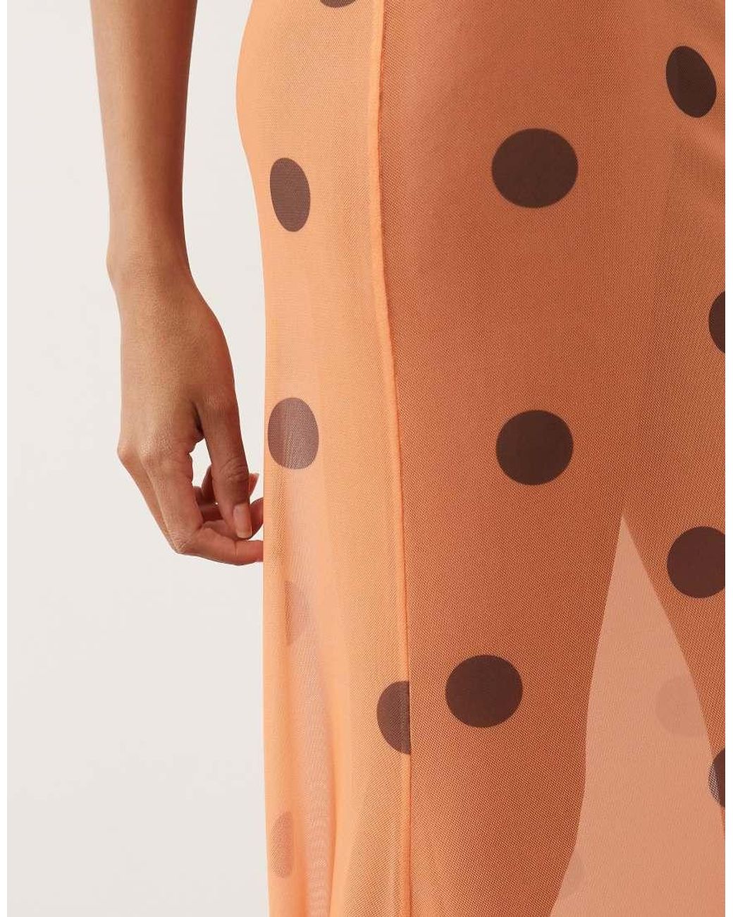 ASOS Brown Printed Sheer Mesh Maxi Skirt