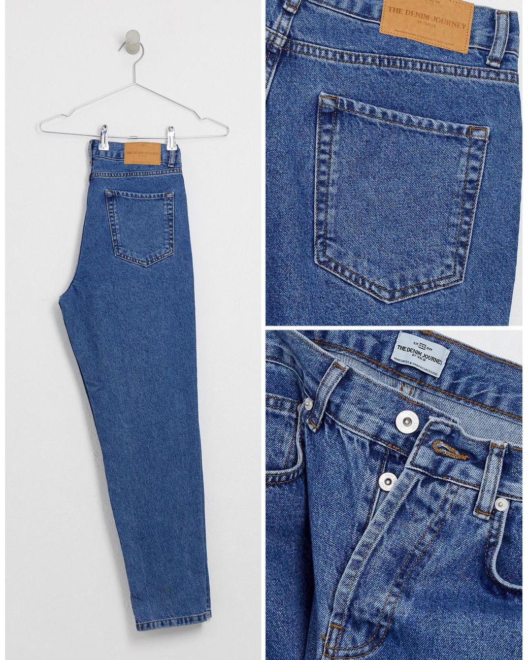 Solid Denim Tapered Dad Fit Jeans in 