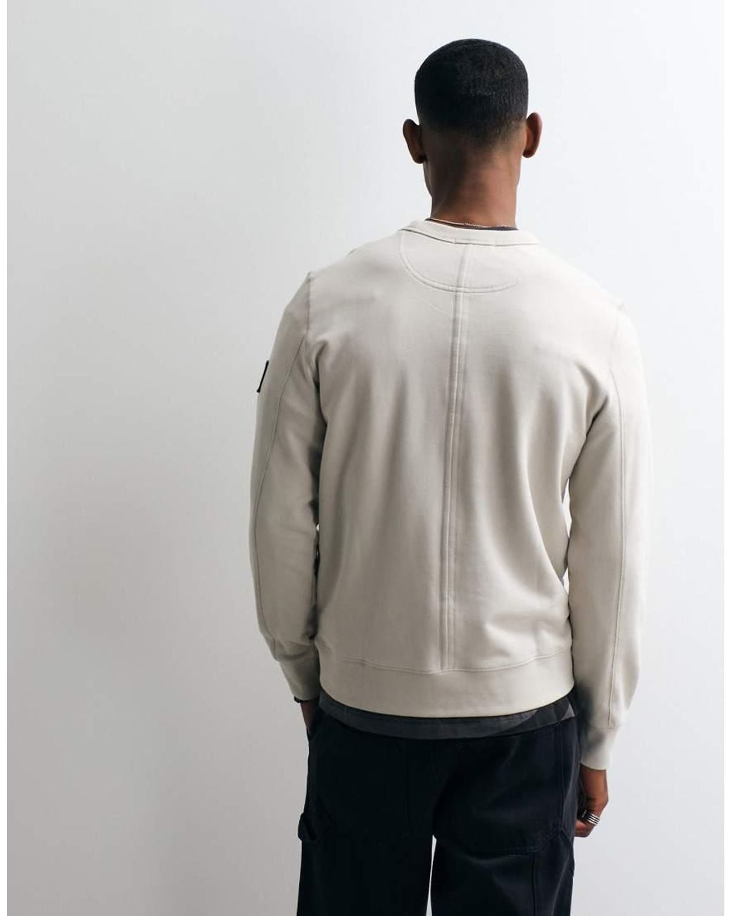 Calvin Klein White Terry Badge Sweatshirt for men