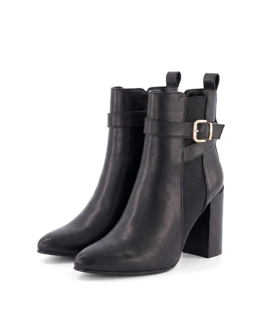 SEQWL Black Dress Chelsea Ankle Booties Pointed Toe With Buckle Strap