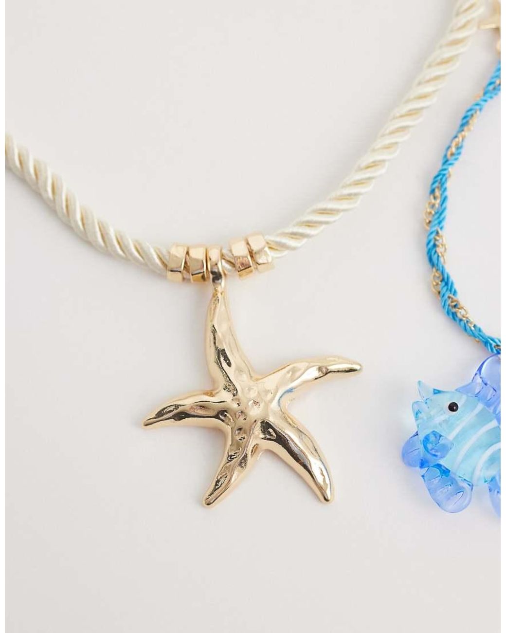 Accessorize Blue Cord Pendant Fish Necklace