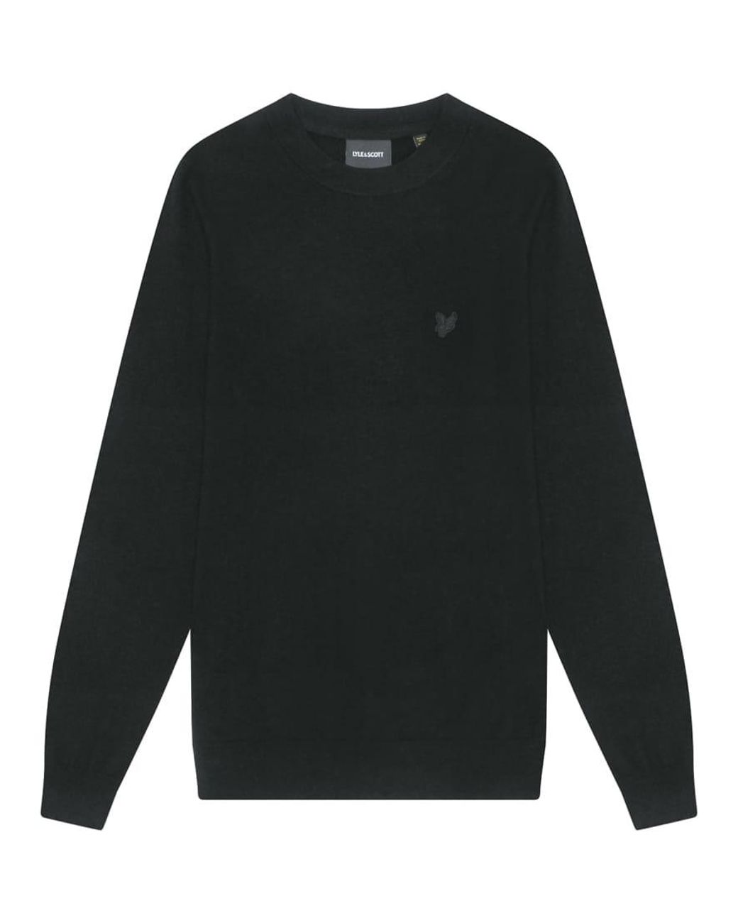 Lyle & Scott Black Mid Knits Tonal Eagle Lambswool Crew Neck Jumper for men