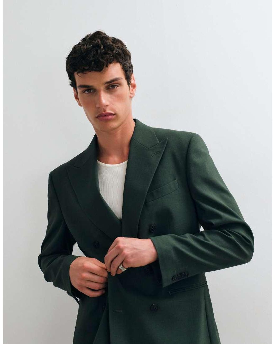 ASOS Regular Double Breasted Blazer in het Green voor heren