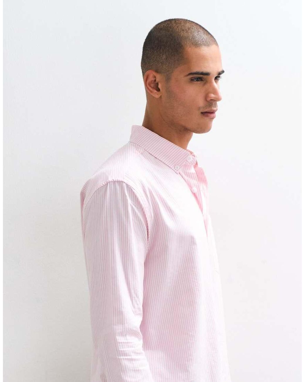 ASOS Pink Relaxed Oxford Stripe Shirt for men