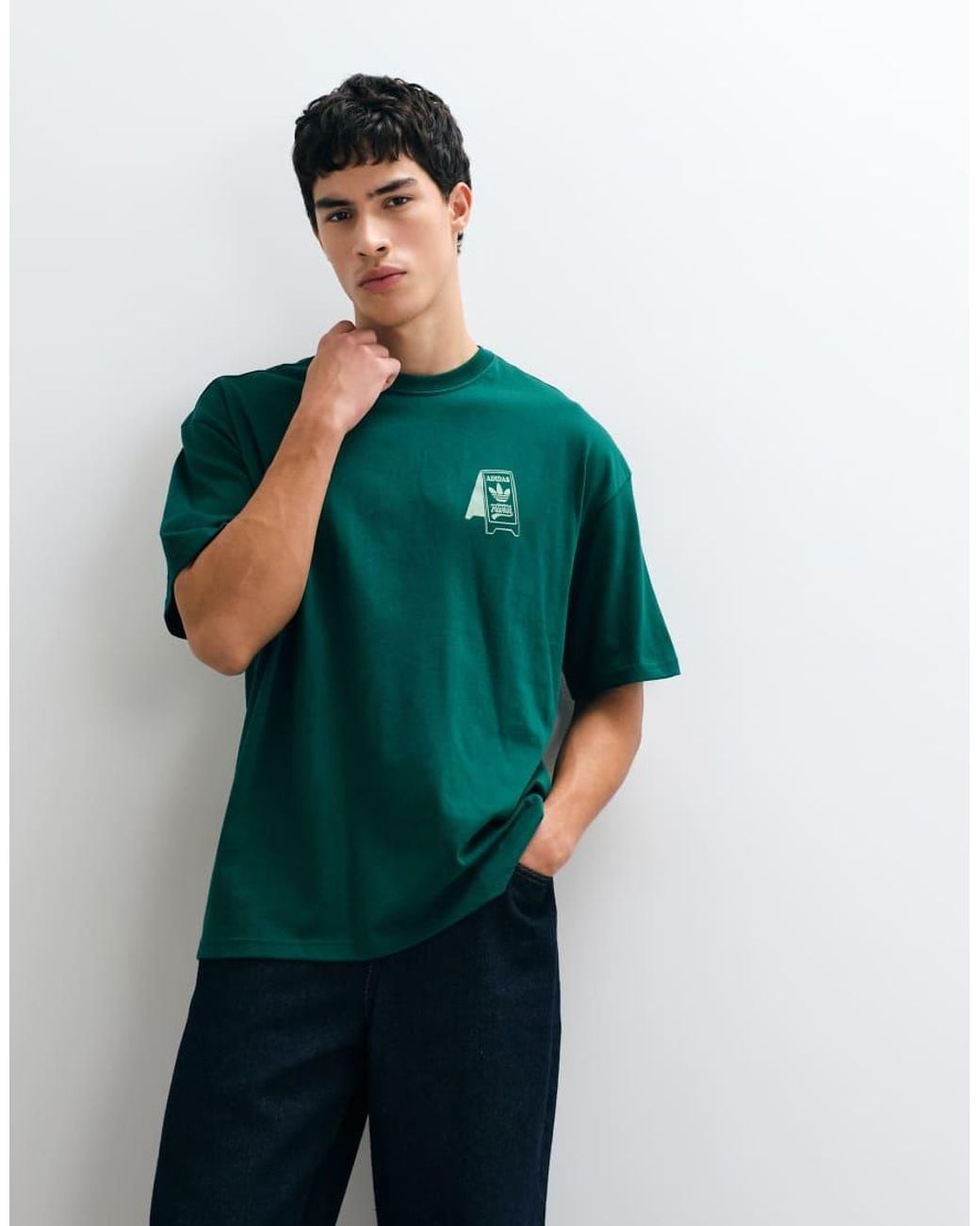 Adidas Originals Green Food Cart Graphic T-shirt for men