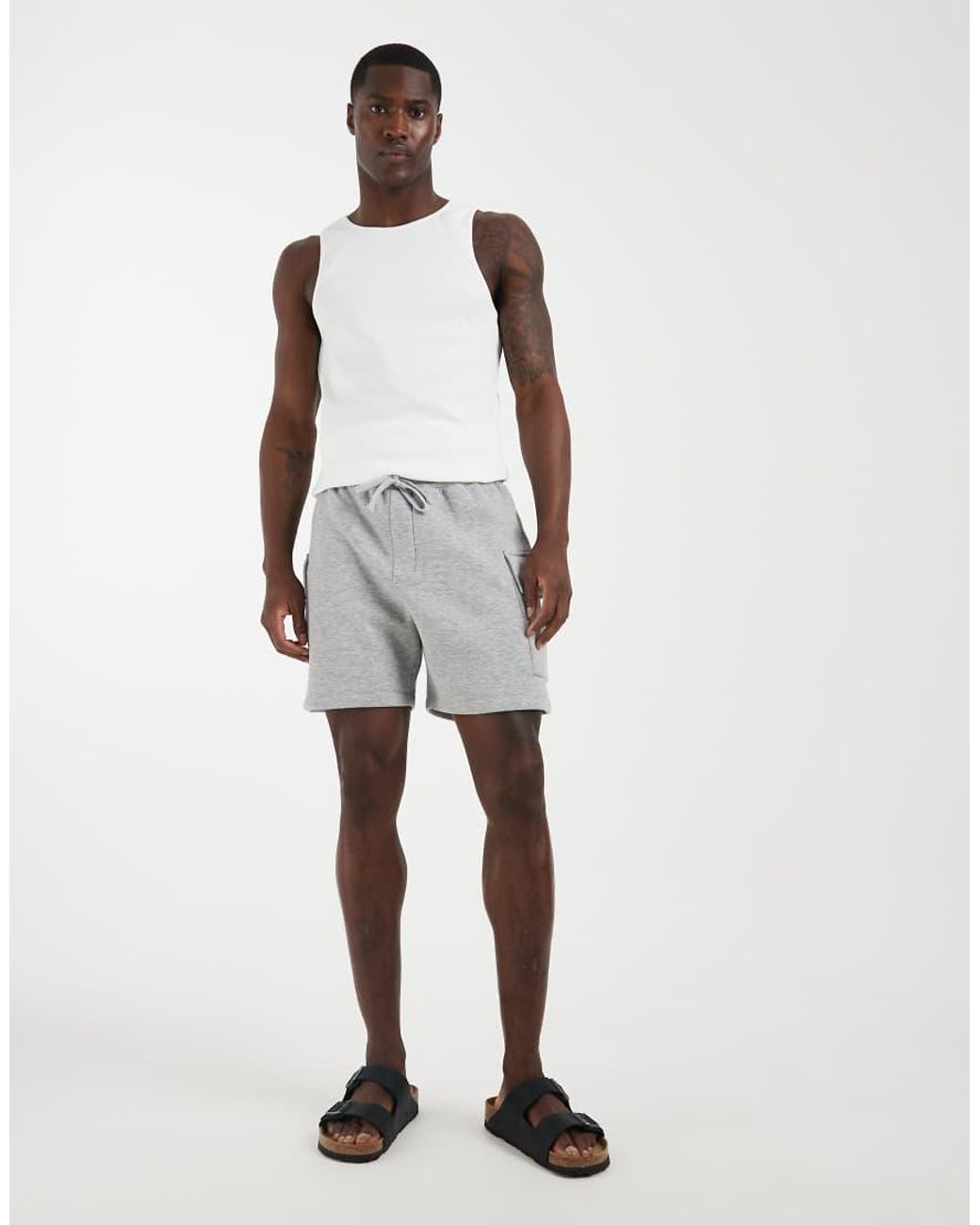 ASOS Gray Cargo Jersey Shorts for men
