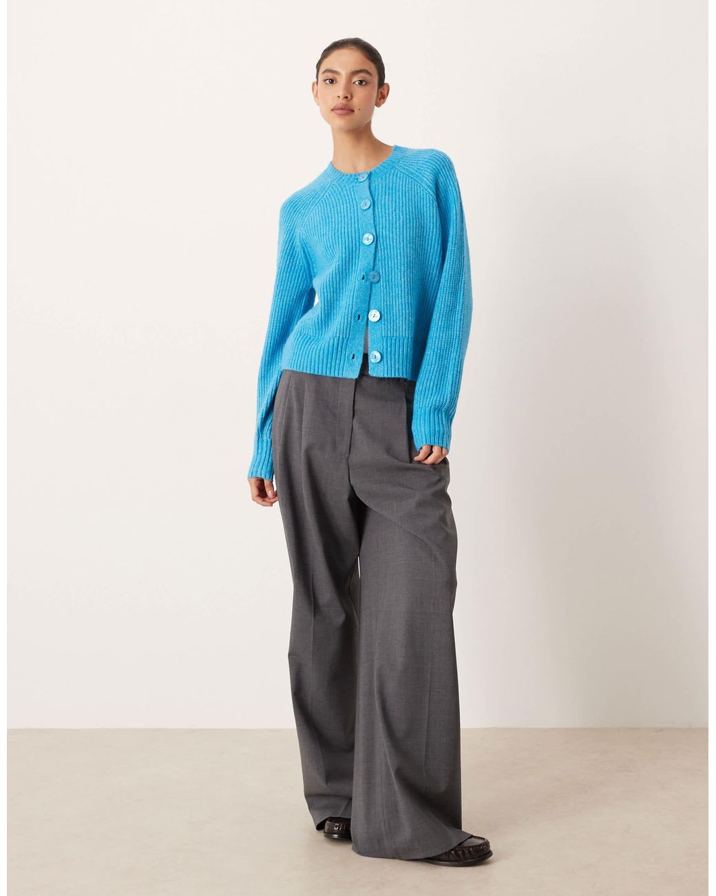 Threadbare Blue Crew Neck Cardigan