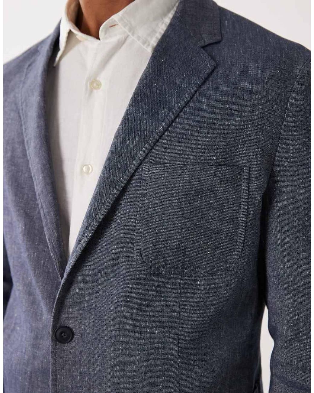 Mango Blue Allen Linen Mix Blazer for men