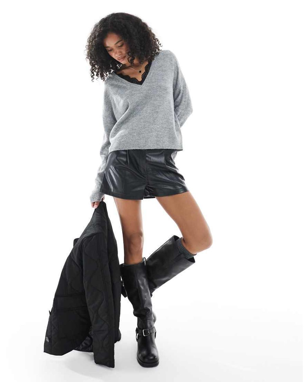 ONLY Gray Reversible Knitted Jumper
